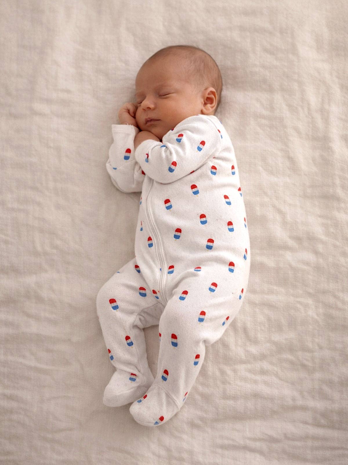 Popsicle Print Organic Pointelle 2-Way Zip Footie