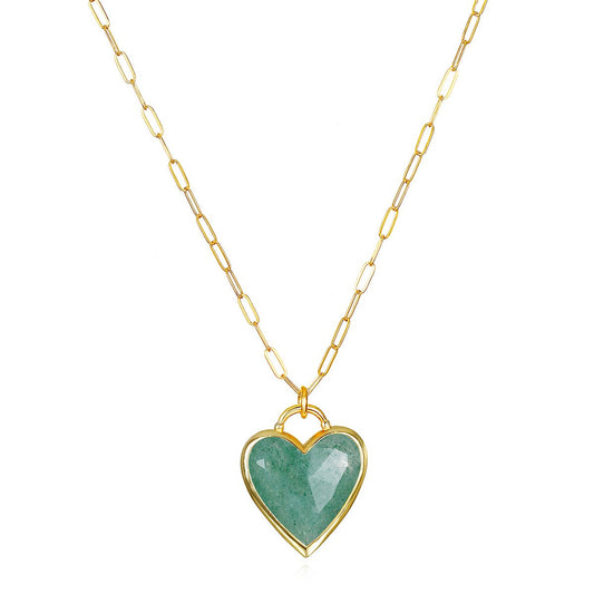 Aventurine Framed Heart Necklace