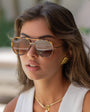 Shay Tortoise + Gradient Brown Unisex Aviator Sunglasses