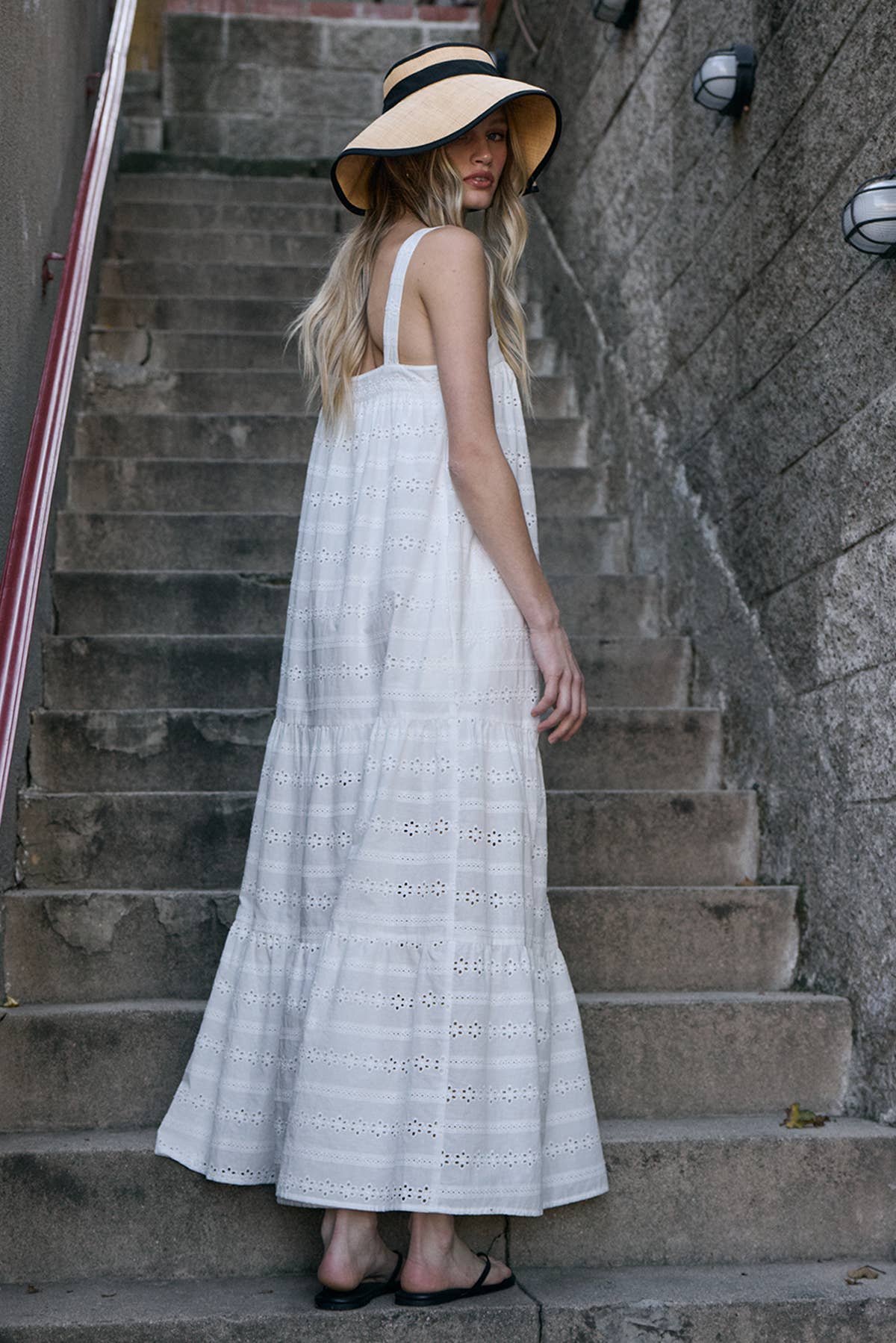 Tiered Eyelet Maxi Dress