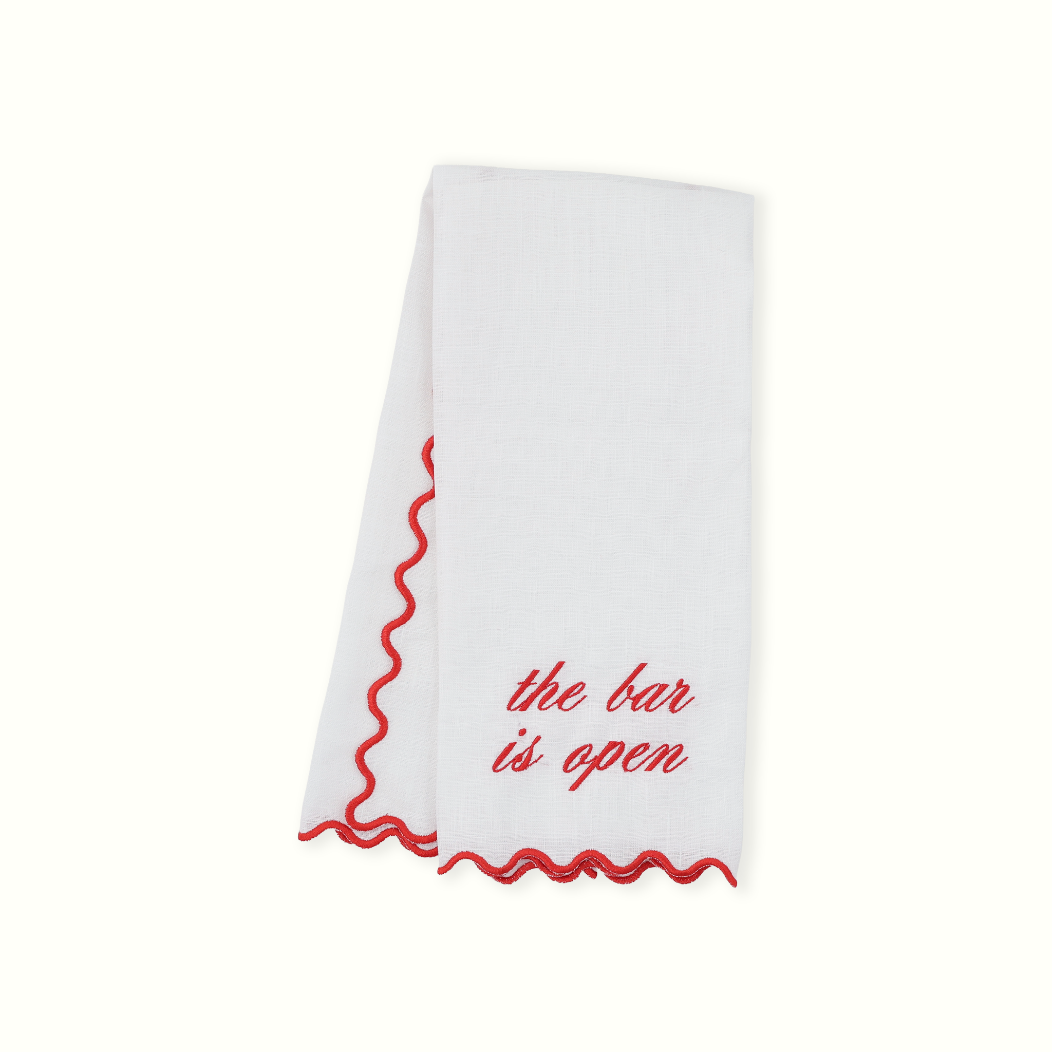 "The Bar Is Open" Linen Bar Towel