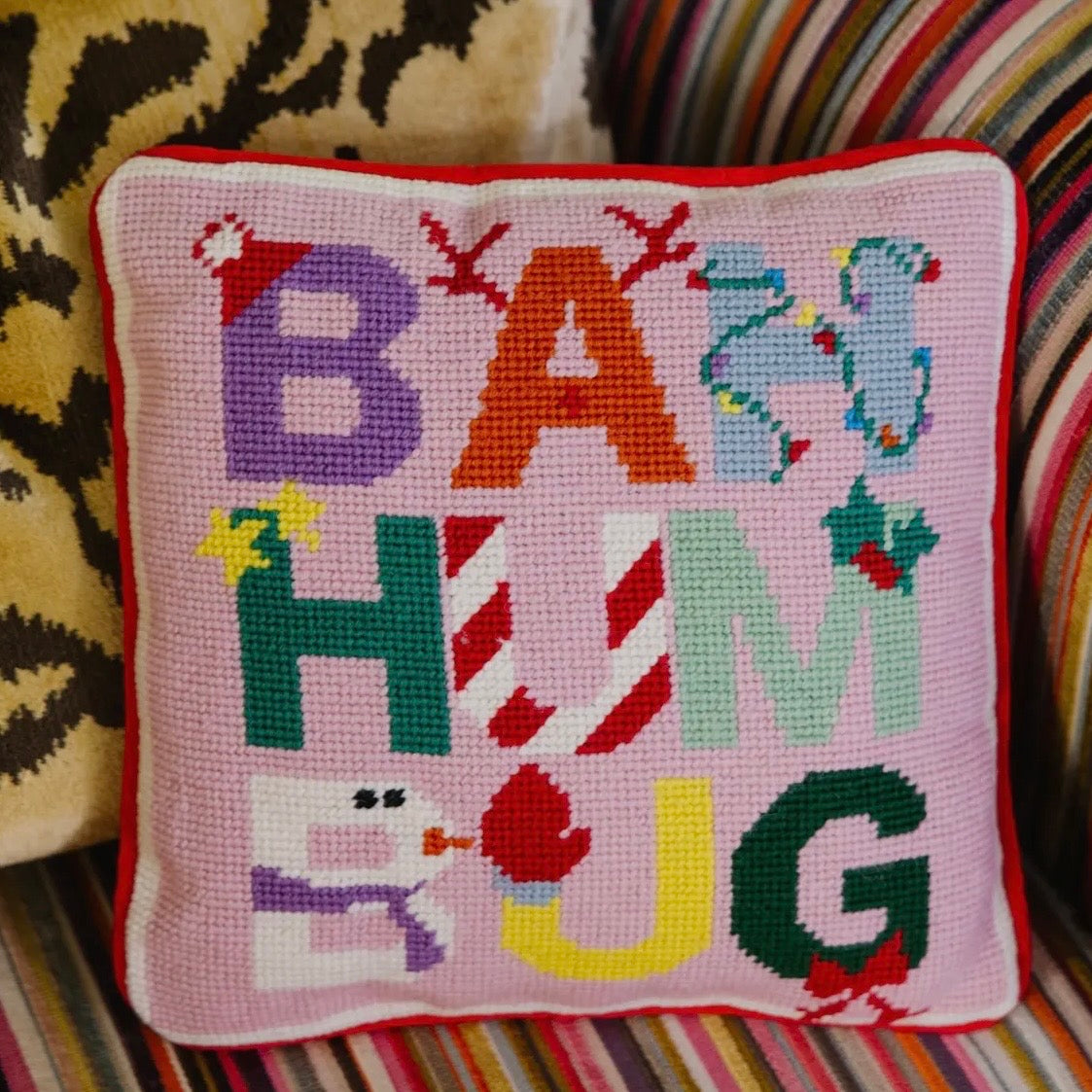 BAH HUMBUG Needlepoint Pillow