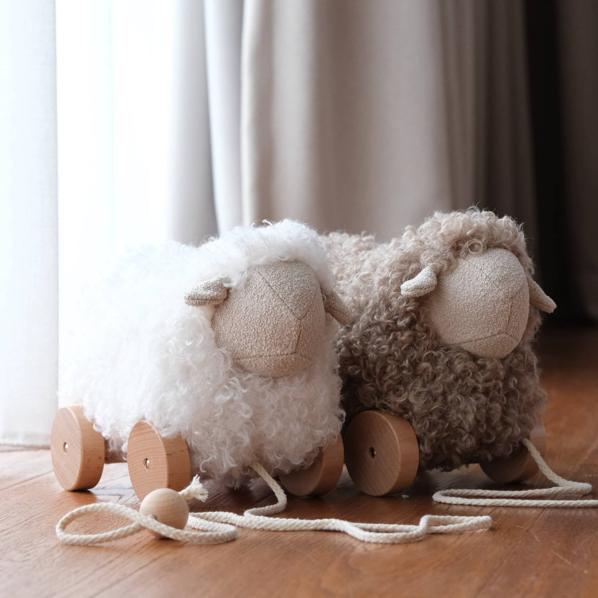 Button The Pull-Along Sheep in Taupe