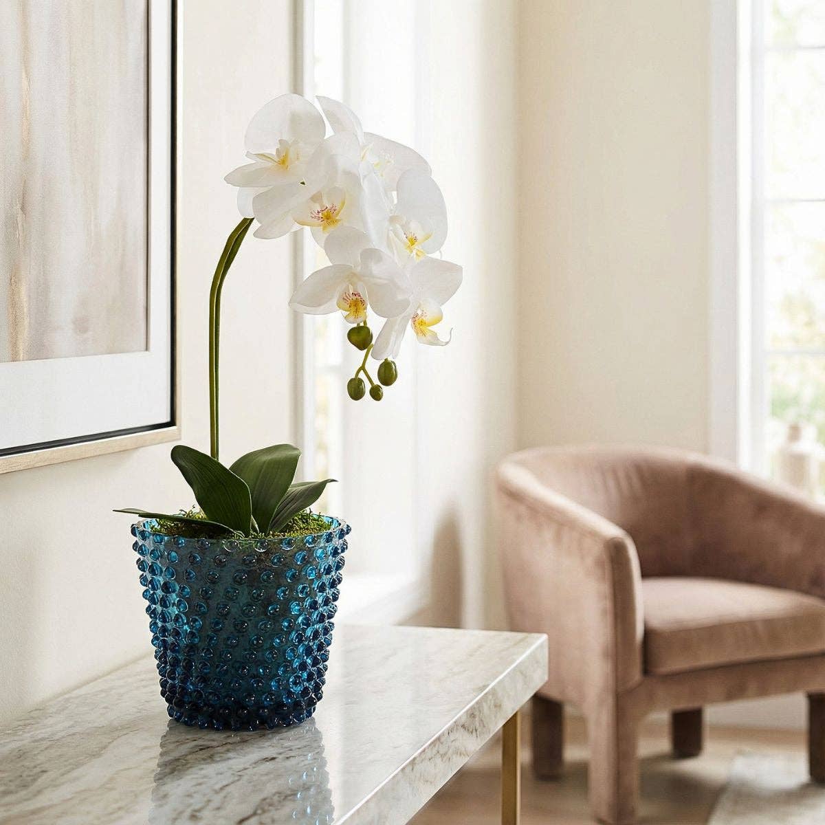 Midnight Blue Hobnail Planter