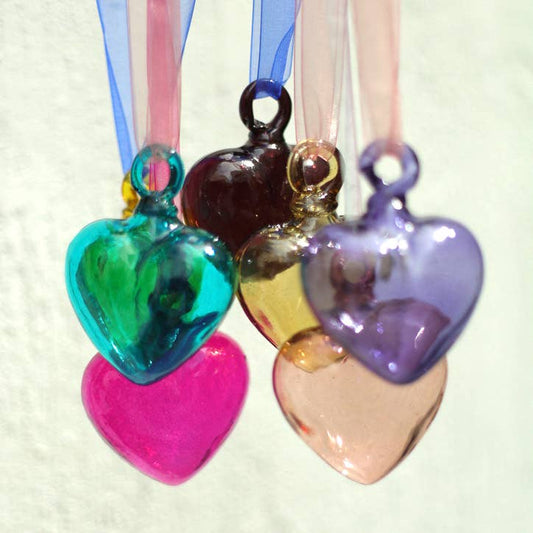 Hand Blown Decorative Glass Hearts