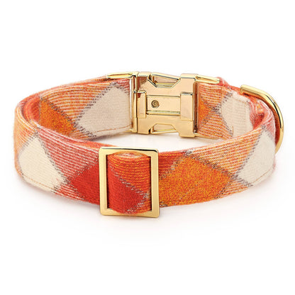 Pumpkin Spice Plaid Flannel Fall Dog Collar