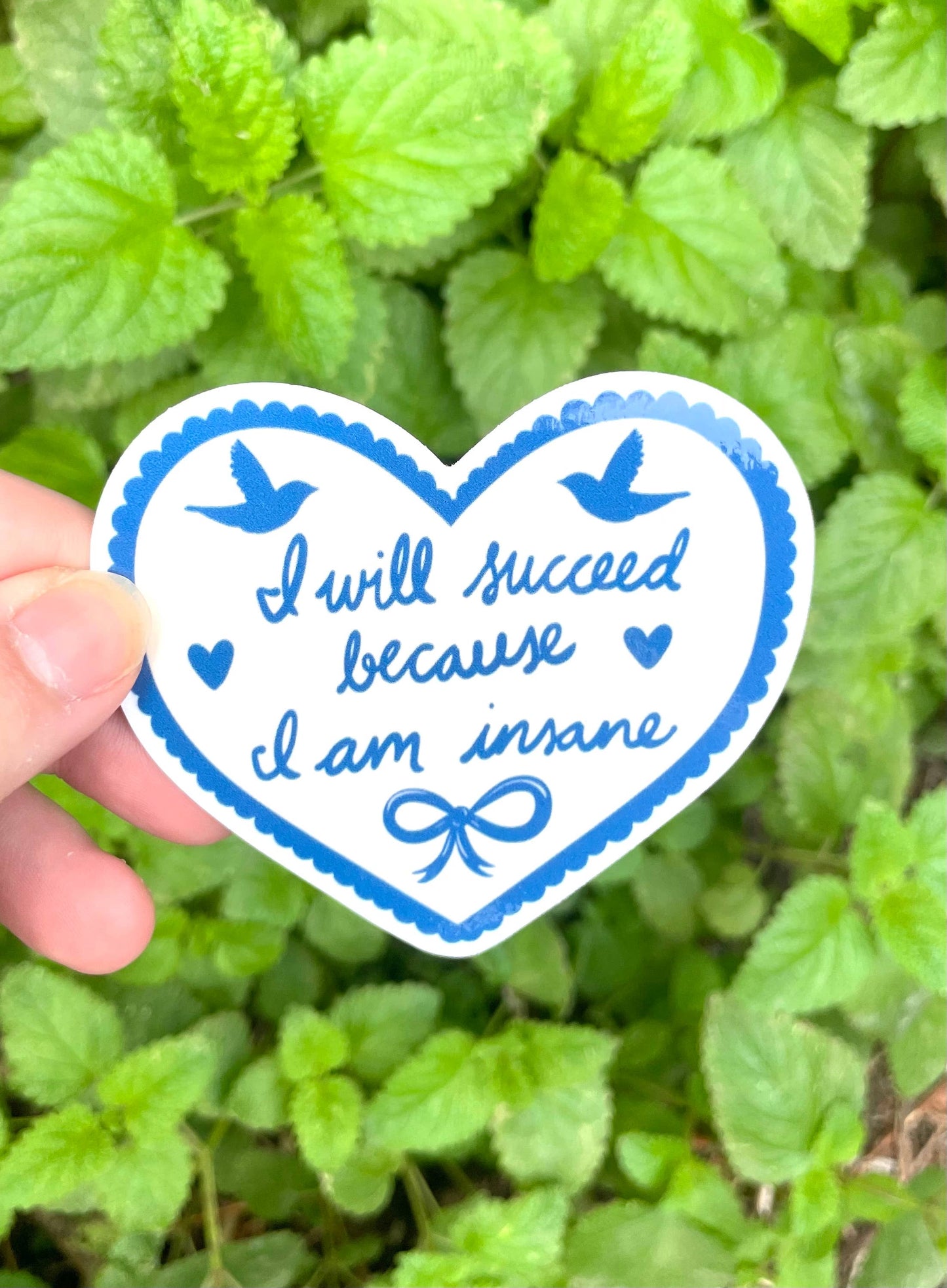 "I will succeed because I am insane" sticker