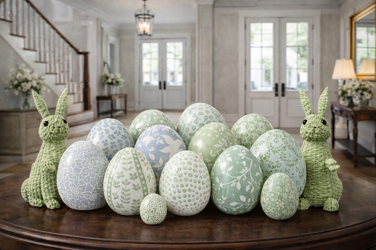 Handpainted Sage Green & Lavender Tulip Egg