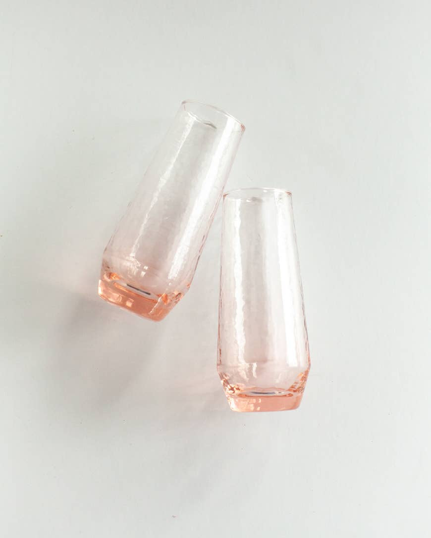 Handblown Hammered Champagne Flutes | Set of 2