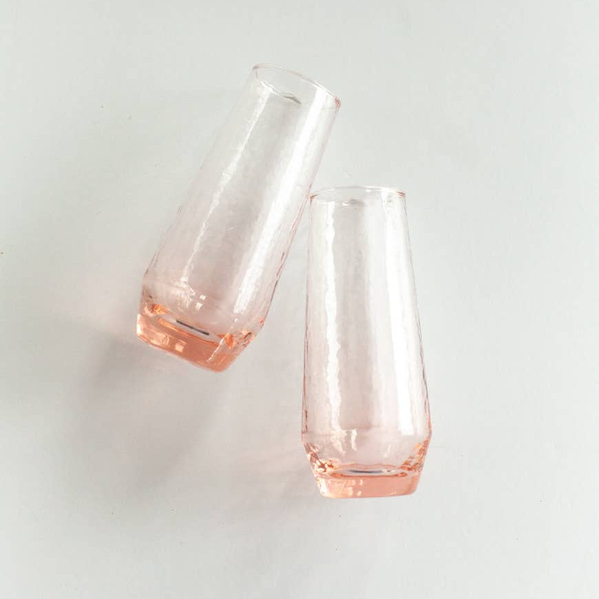 Handblown Hammered Champagne Flutes | Set of 2