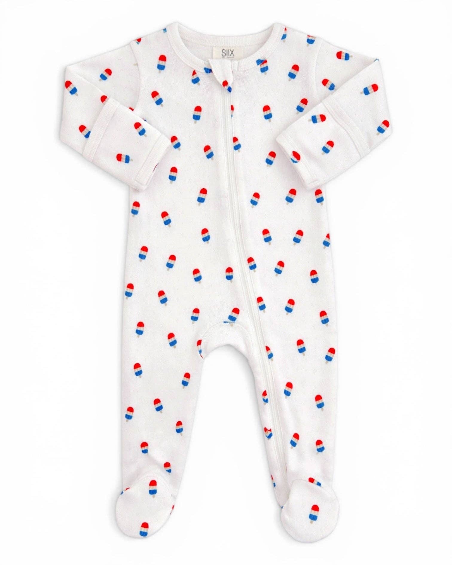 Popsicle Print Organic Pointelle 2-Way Zip Footie