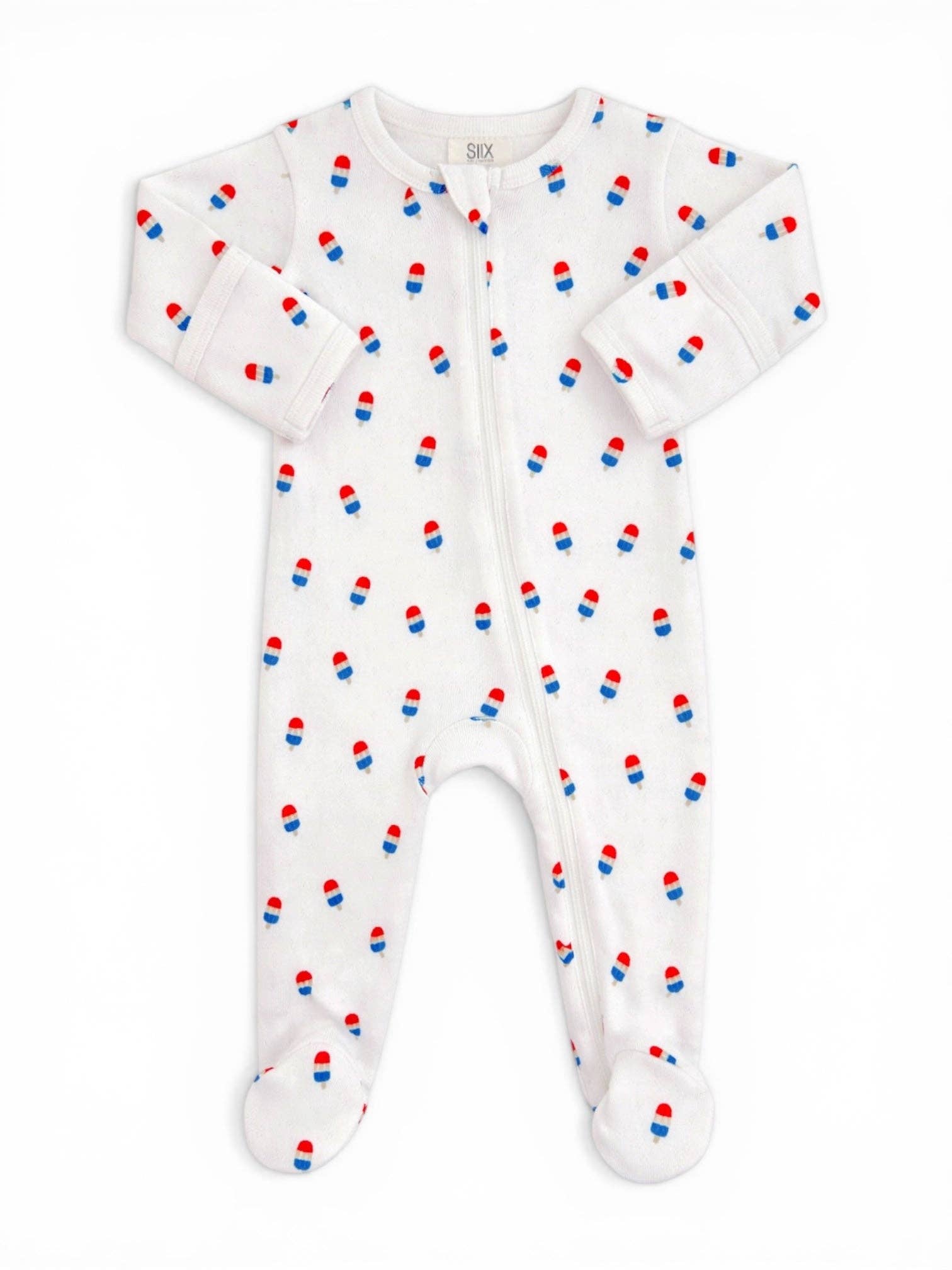 Popsicle Print Organic Pointelle 2-Way Zip Footie