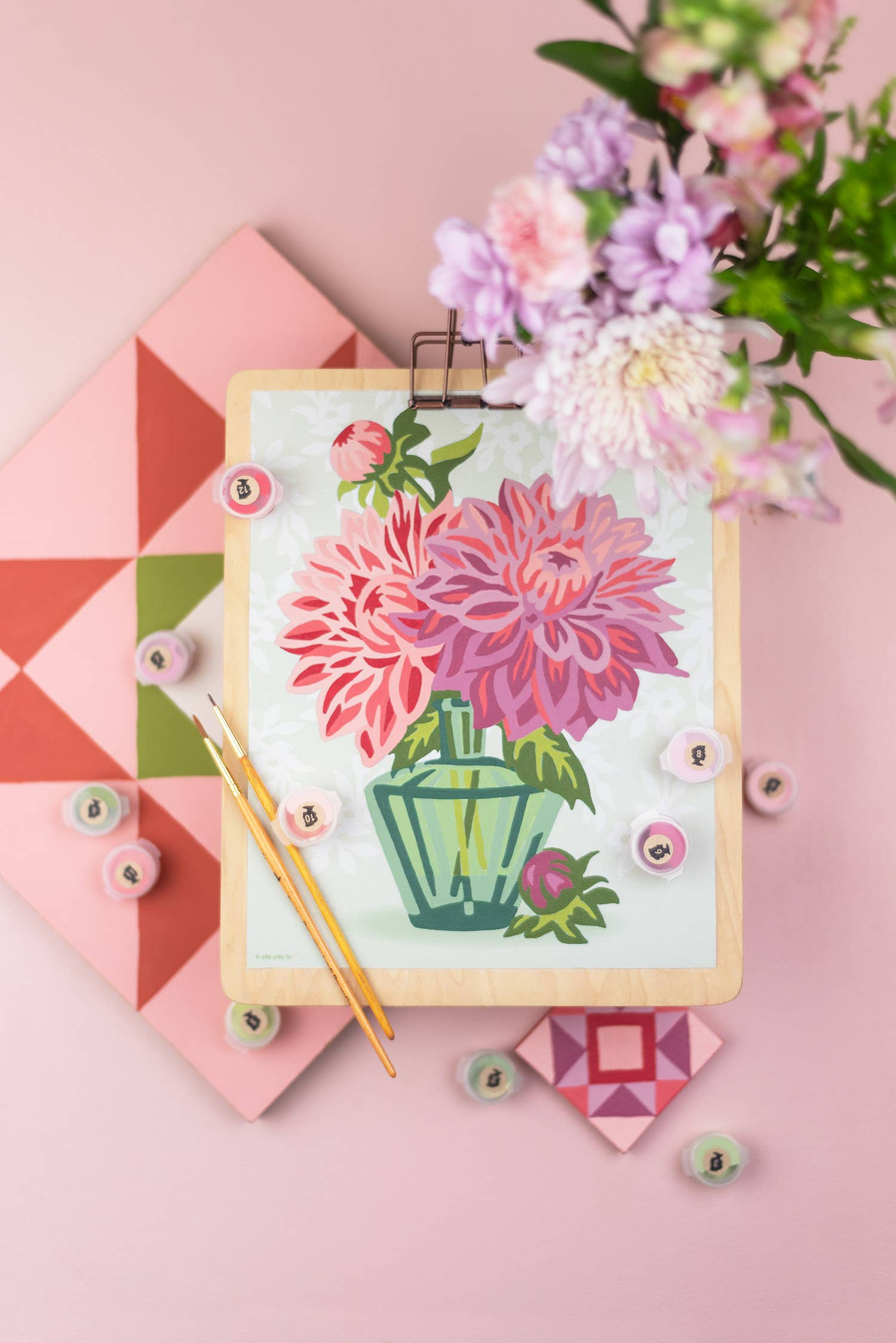 Dahlias in Vase Paint-by-Number Kit