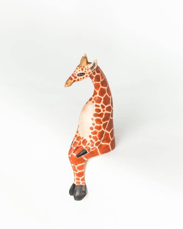 Hand-Carved Sitting Giraffe
