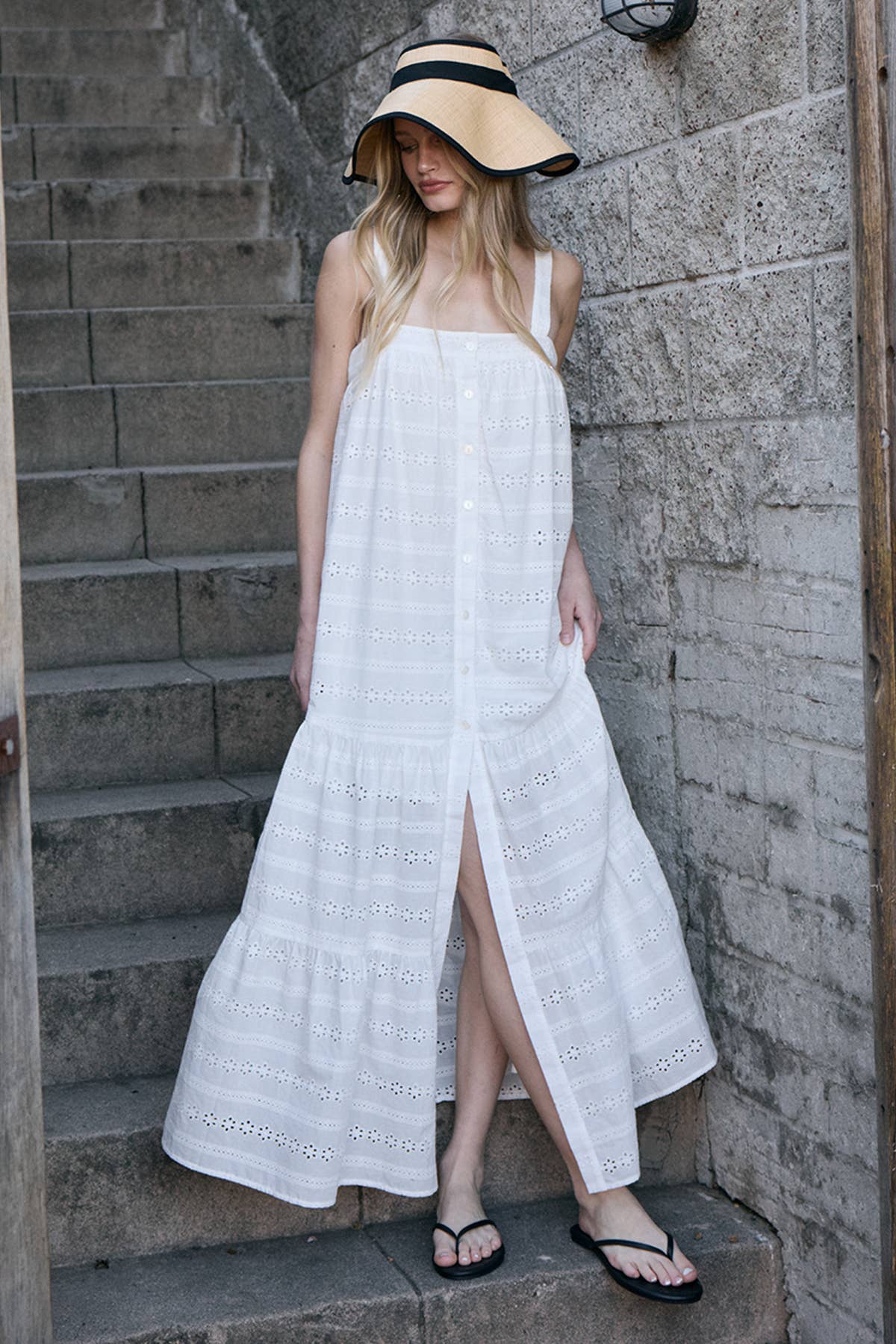 Tiered Eyelet Maxi Dress