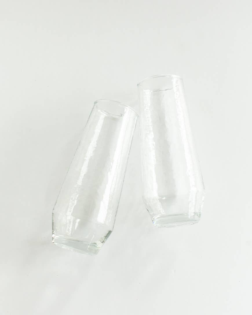 Handblown Hammered Champagne Flutes | Set of 2
