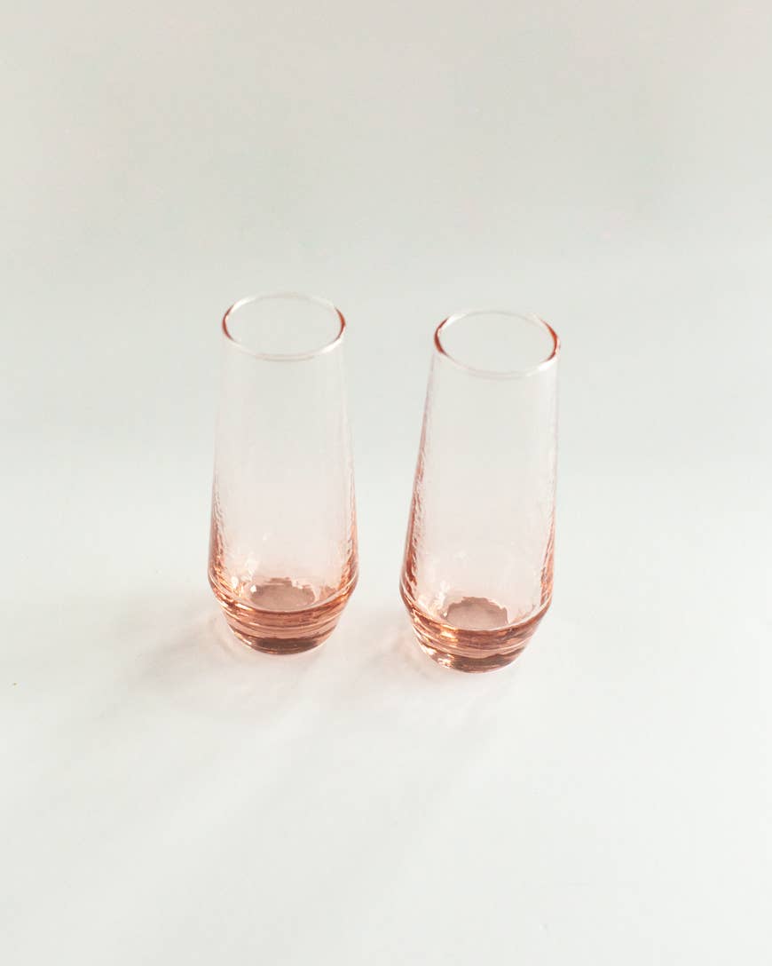 Handblown Hammered Champagne Flutes | Set of 2