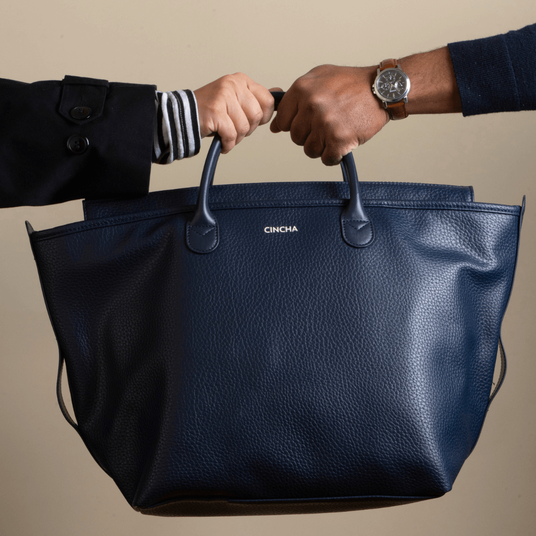 The Vegan Leather Go-Tote By Cincha In Navy