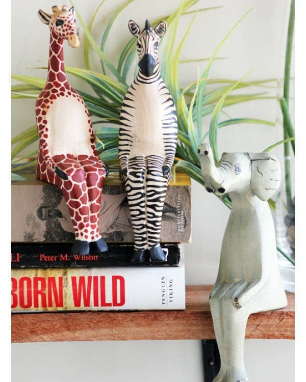 Hand-Carved Sitting Giraffe