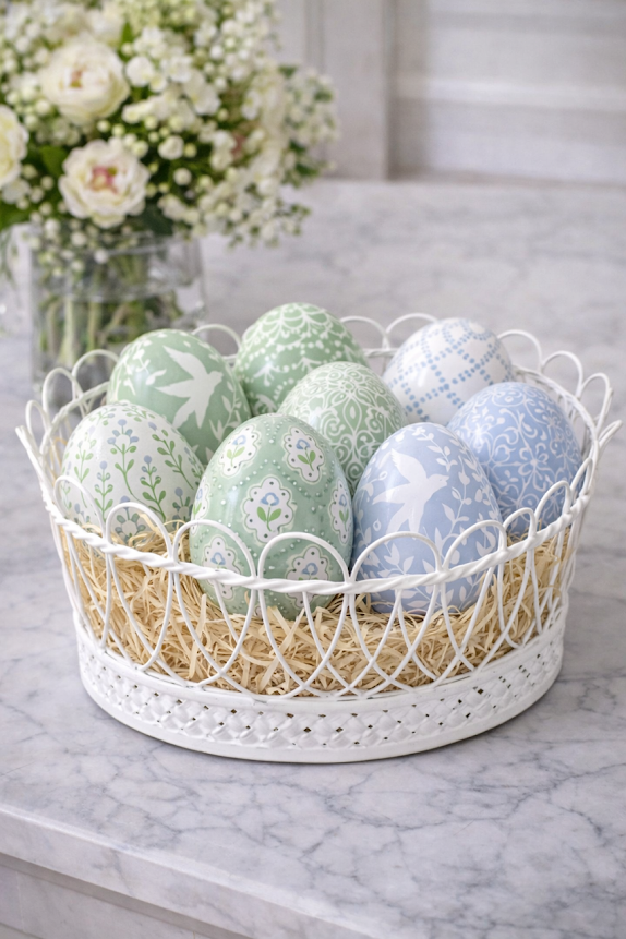 Soft Green And White Chinoiserie Egg