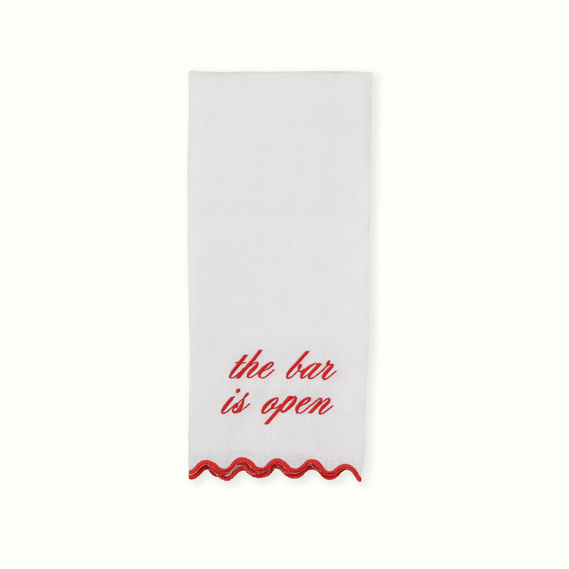 "The Bar Is Open" Linen Bar Towel