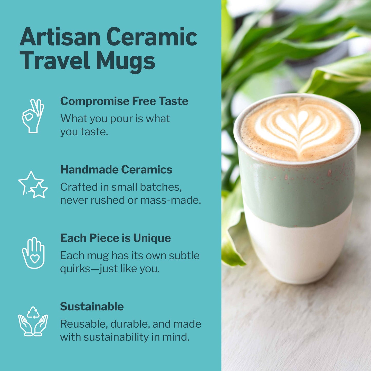 Sage Green Ceramic 12 Oz. Travel Mug