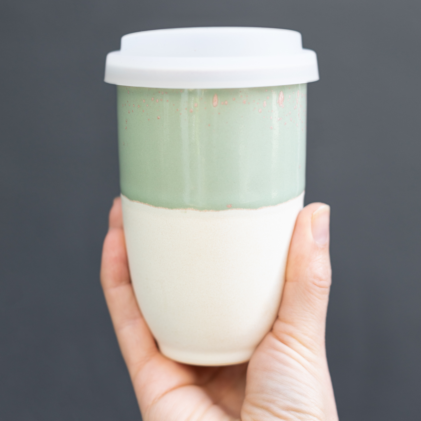 Sage Green Ceramic 12 Oz. Travel Mug