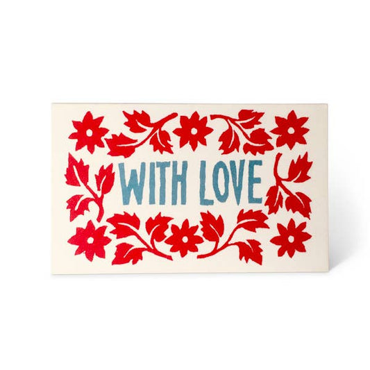 “With Love” Leaves and Stars Red and Blue Gift Cards