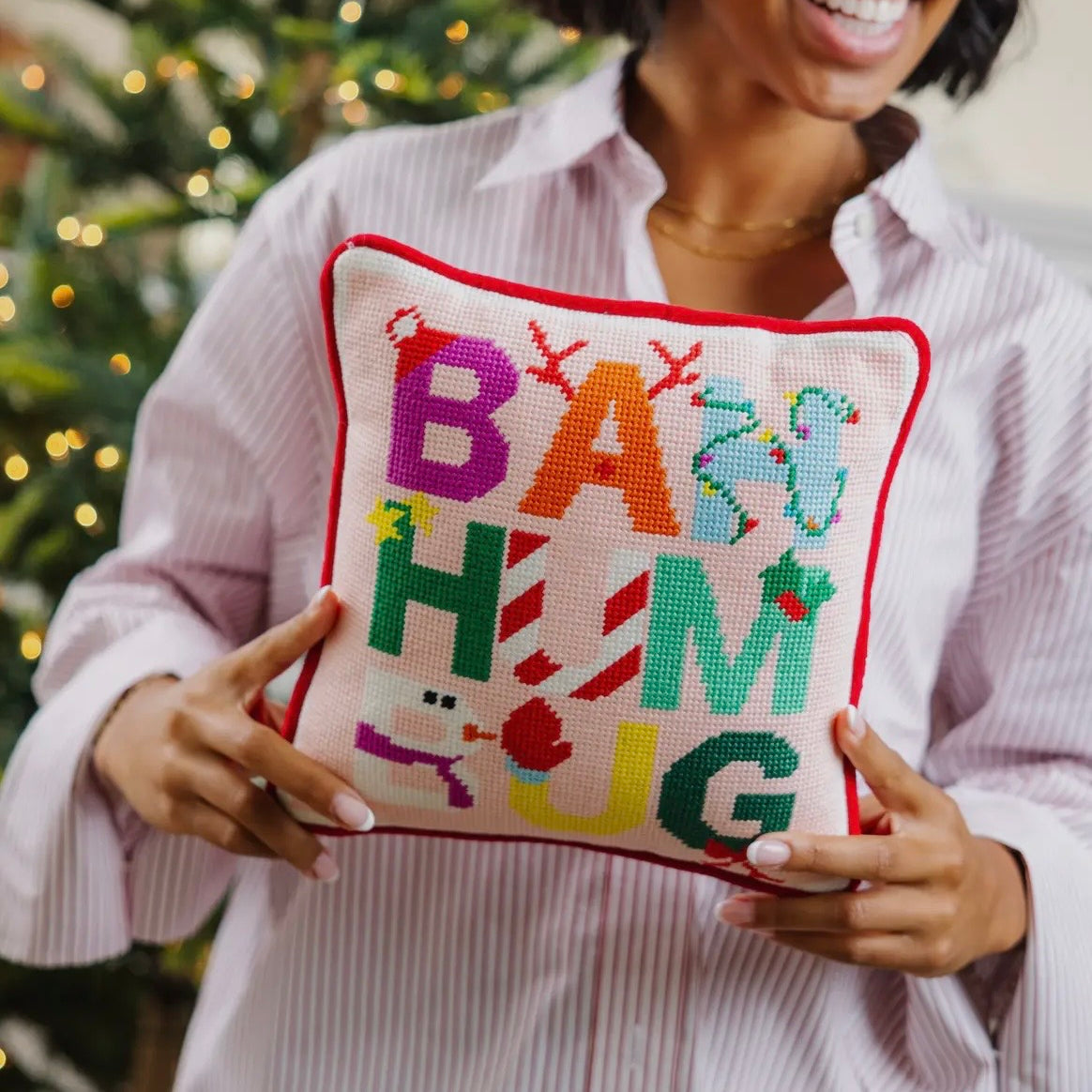 BAH HUMBUG Needlepoint Pillow