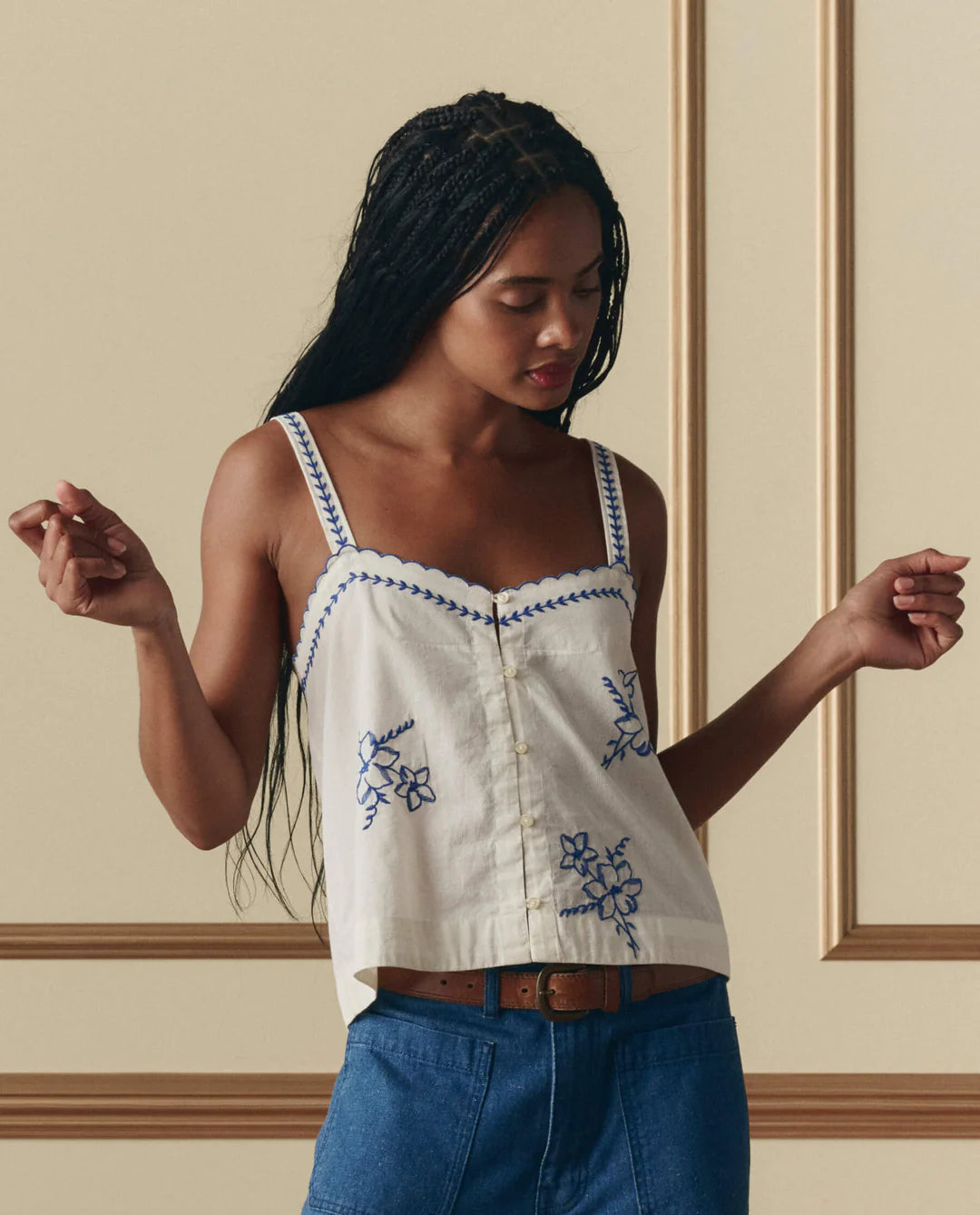 The Weekend Tank With Hanky Embroidery