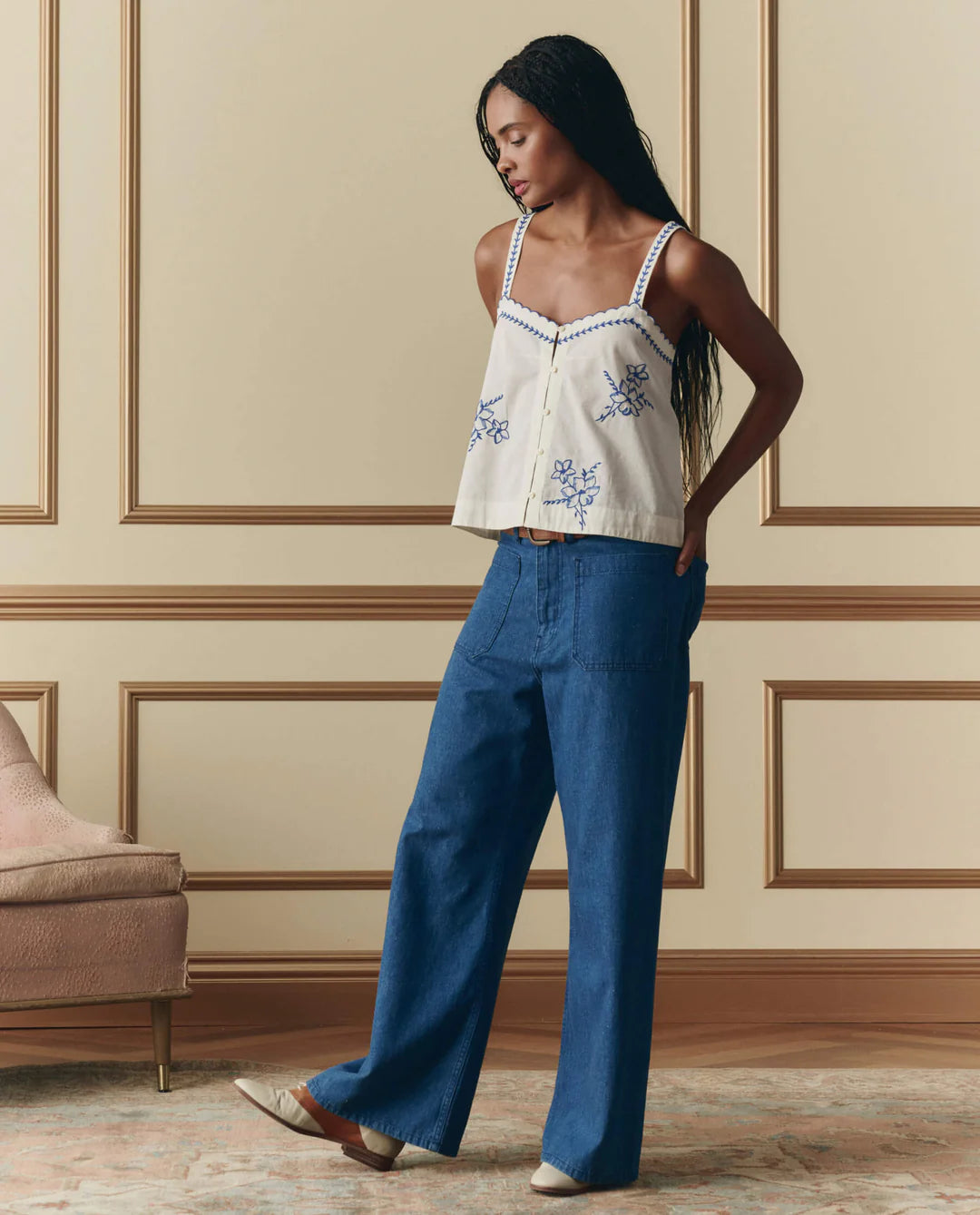 The Weekend Tank With Hanky Embroidery