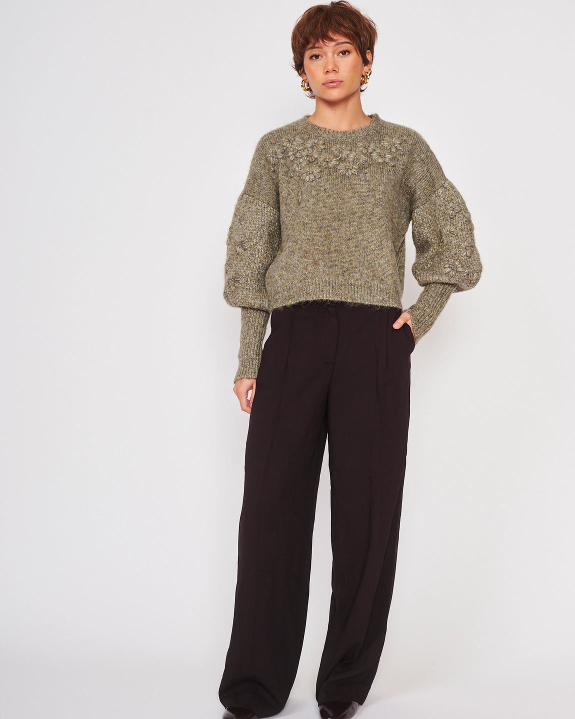 Floral Embroidery Sweater