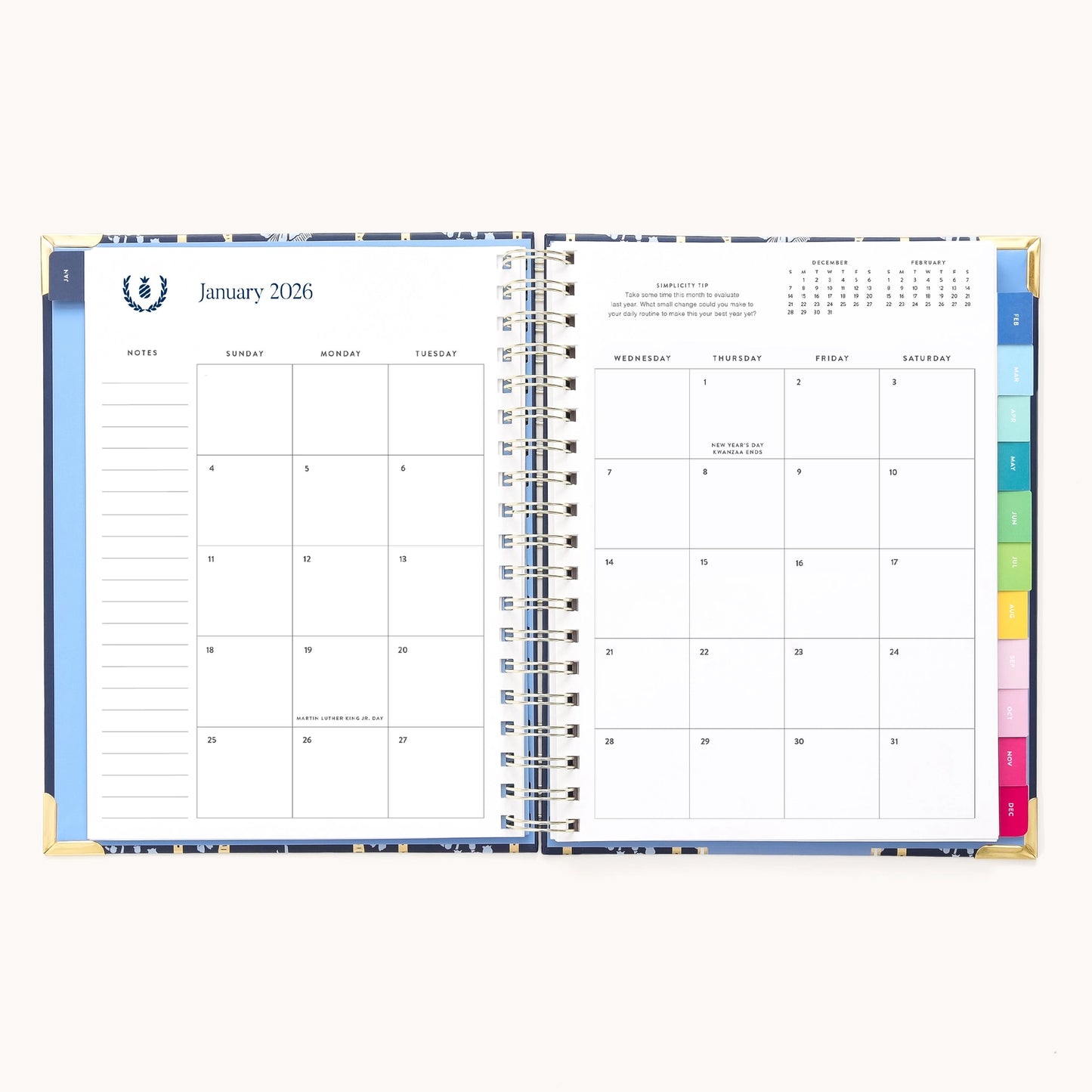 Emily Ley 2026 Poppy Posies Spiral Weekly Simplified Planner
