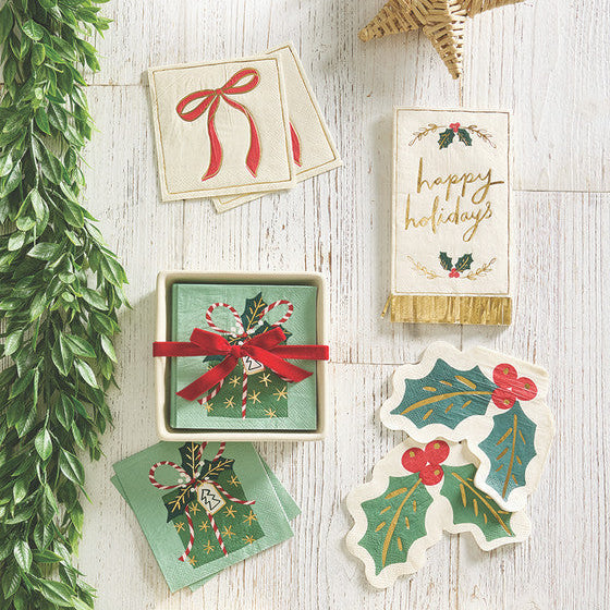 Red Bow Holiday Cocktail Napkins