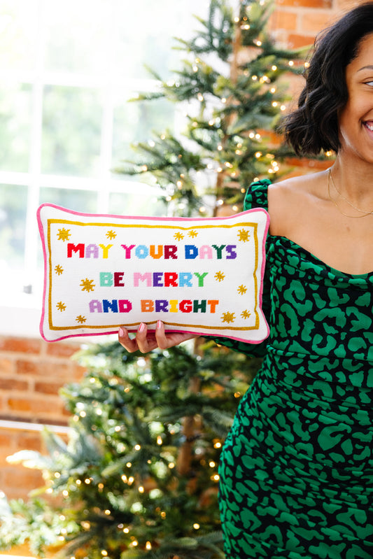 Merry & Bright Needlepoint Pillow
