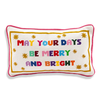 Merry & Bright Needlepoint Pillow
