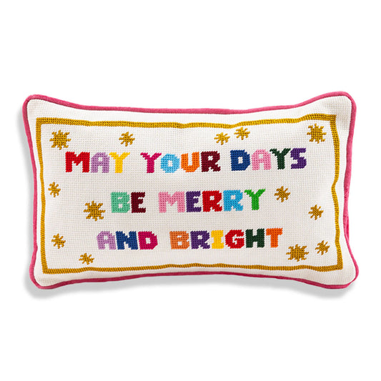 Merry & Bright Needlepoint Pillow