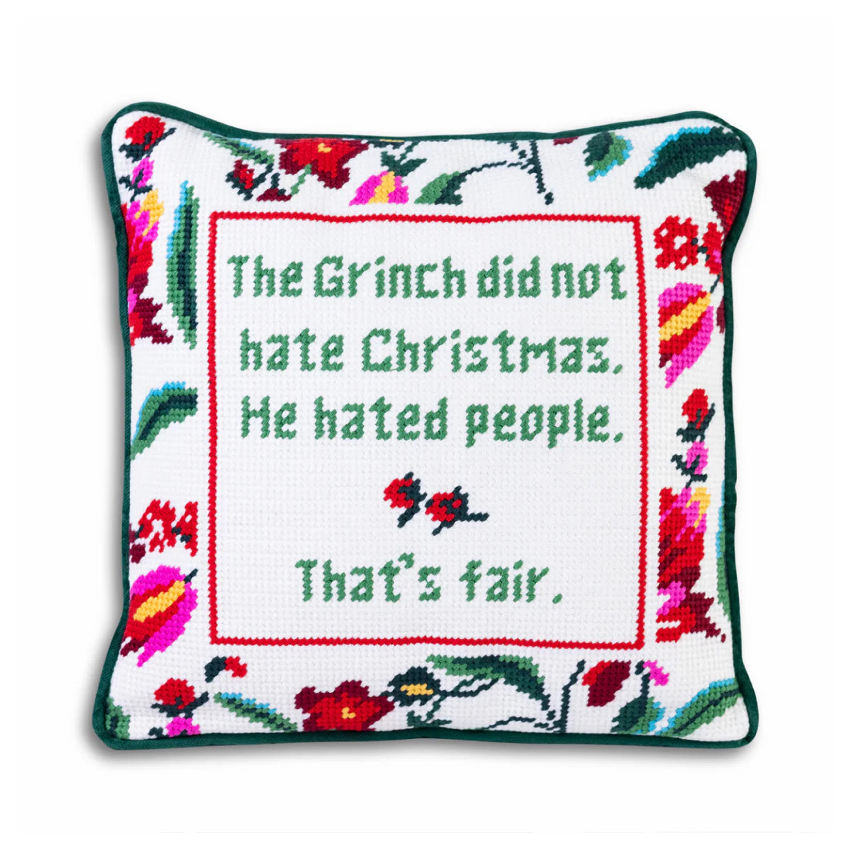 The Grinch Holiday Needlepoint Pillow