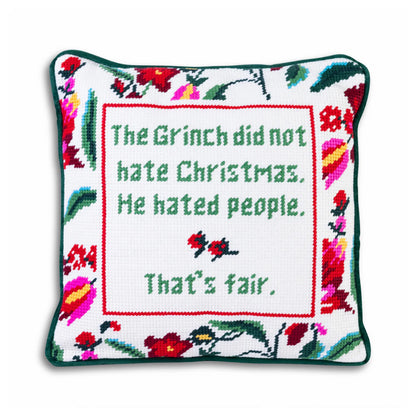 The Grinch Holiday Needlepoint Pillow