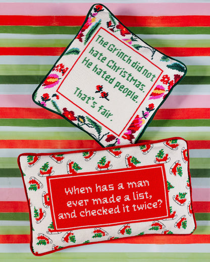 The Grinch Holiday Needlepoint Pillow