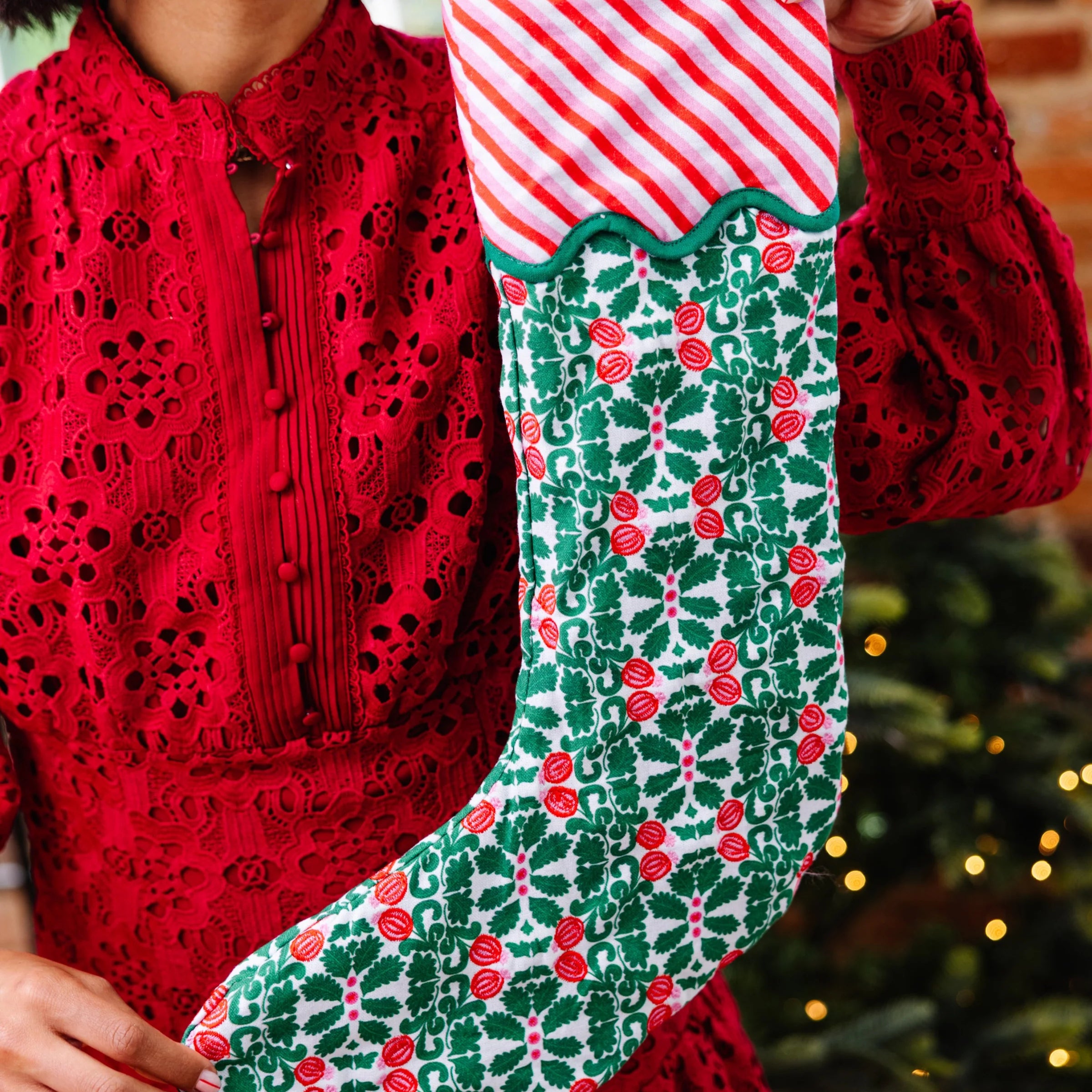 Pomegranate Embroidered Christmas Stocking