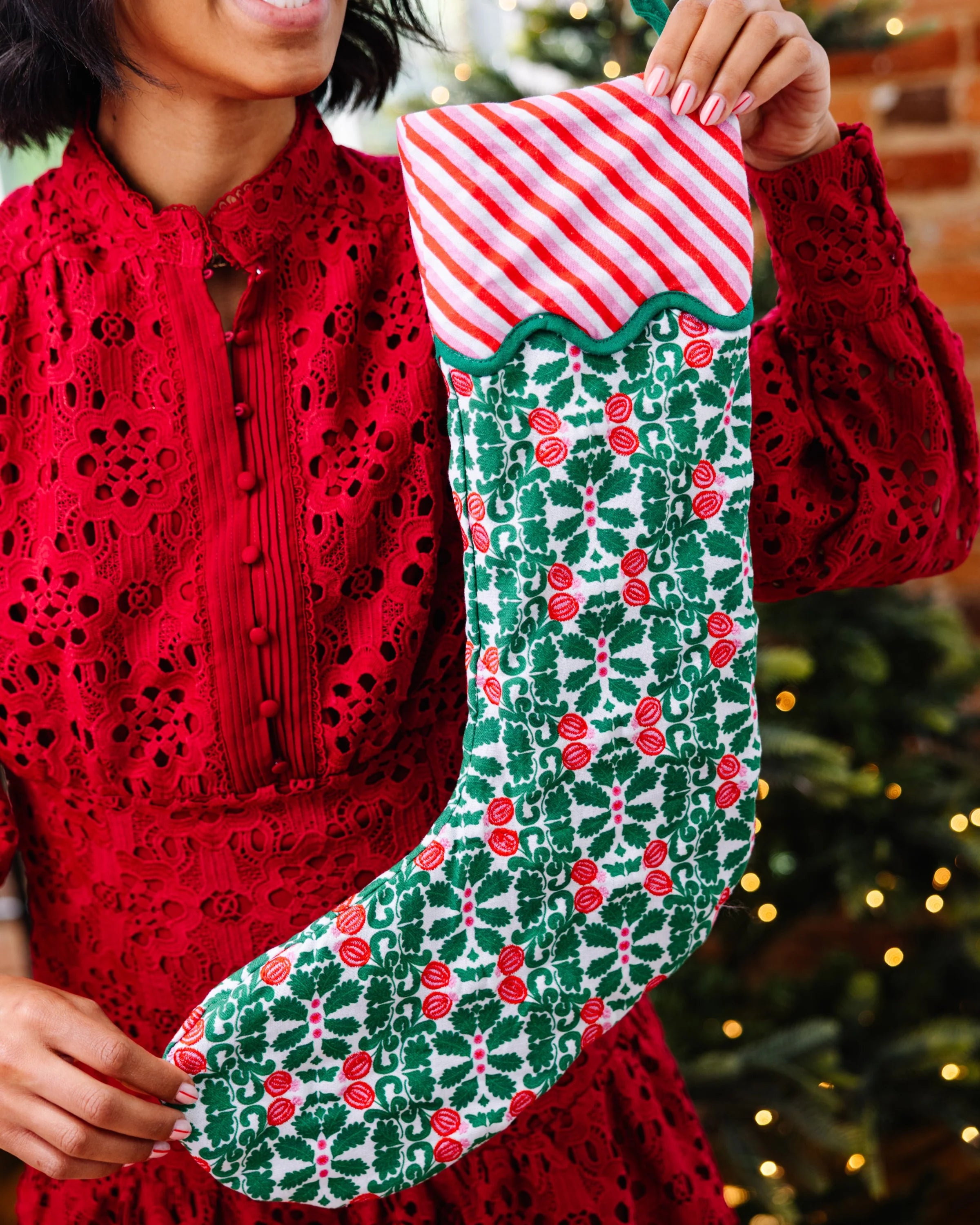 Pomegranate Embroidered Christmas Stocking