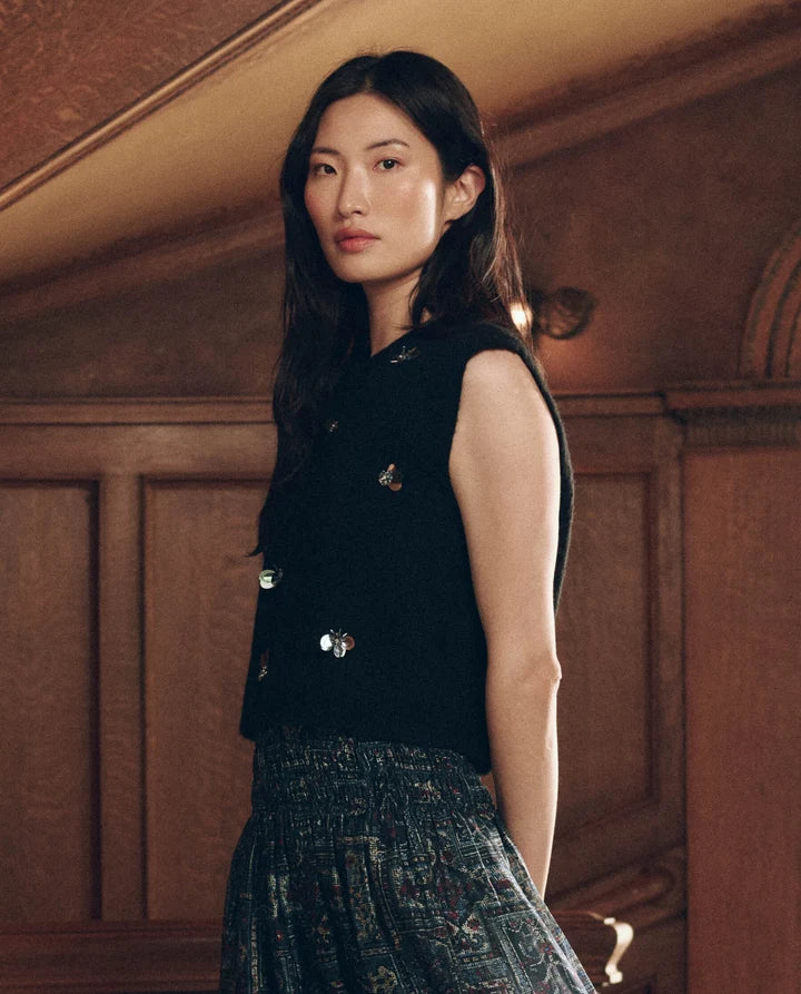 The Embellished Sweater Vest. In Black