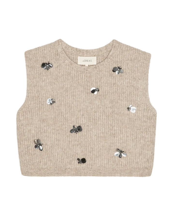 The Embellished Sweater Vest. In Fawn