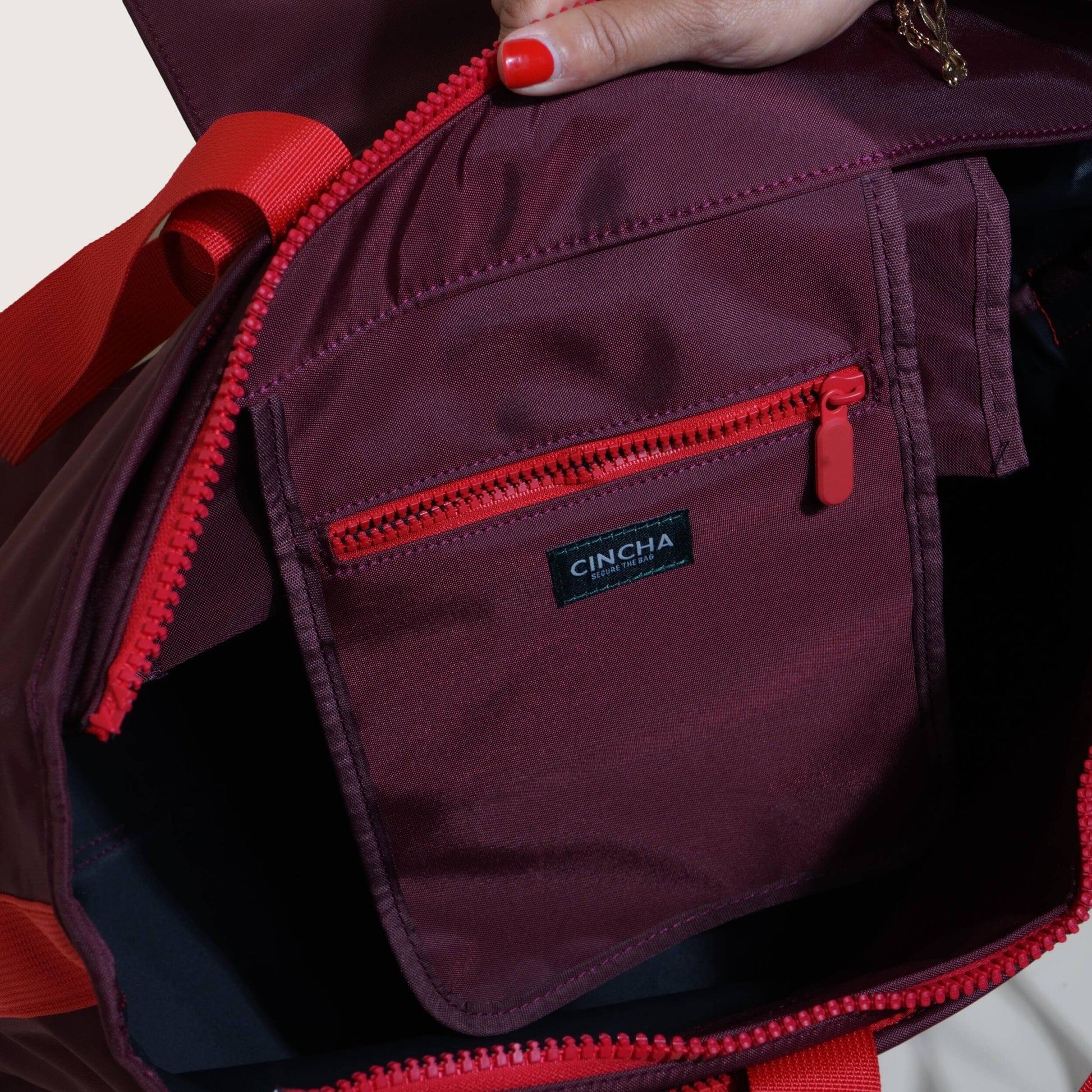 The Nylon Zip-All Tote By Cincha In Cherry