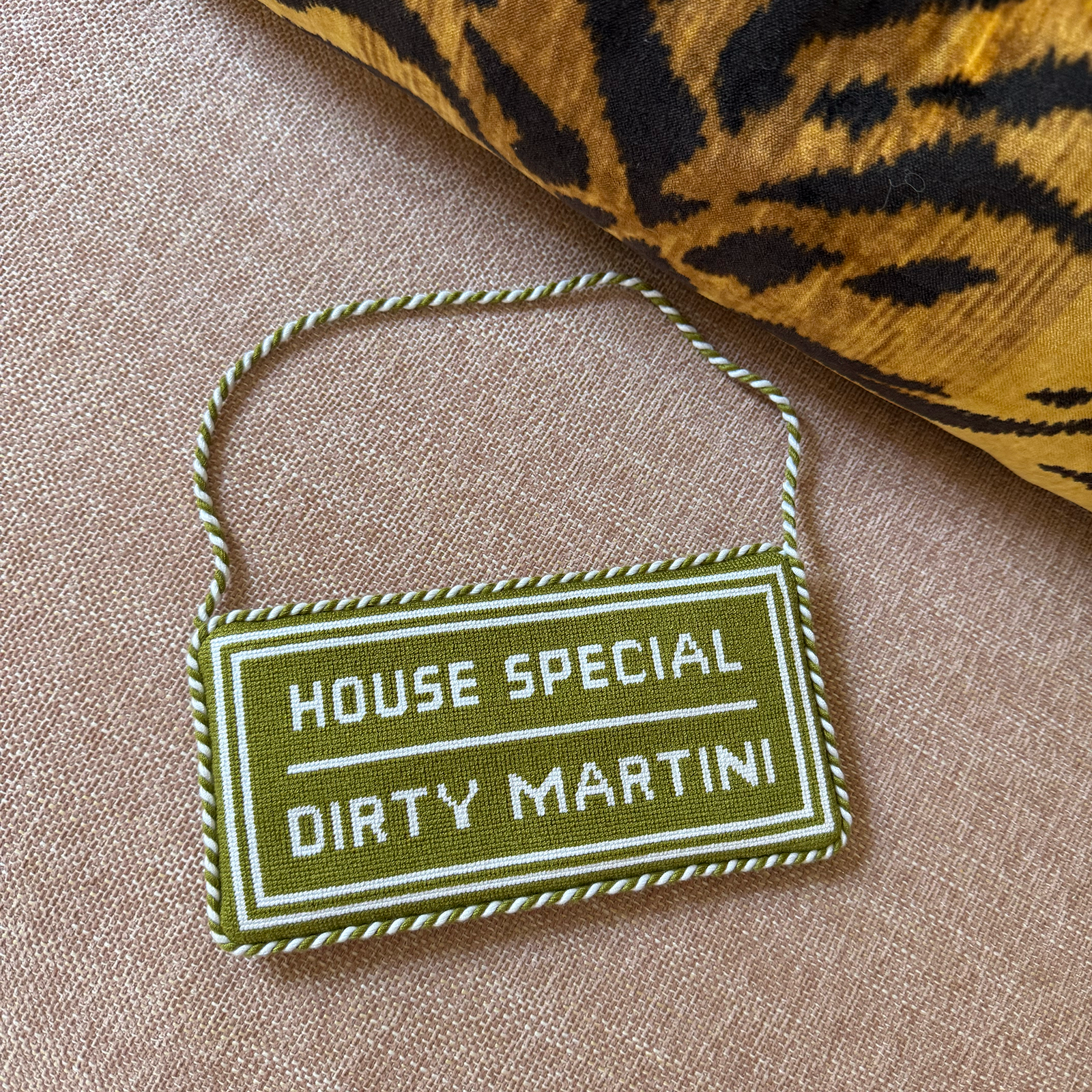 House Special Dirty Martini Needlepoint Door Hanger