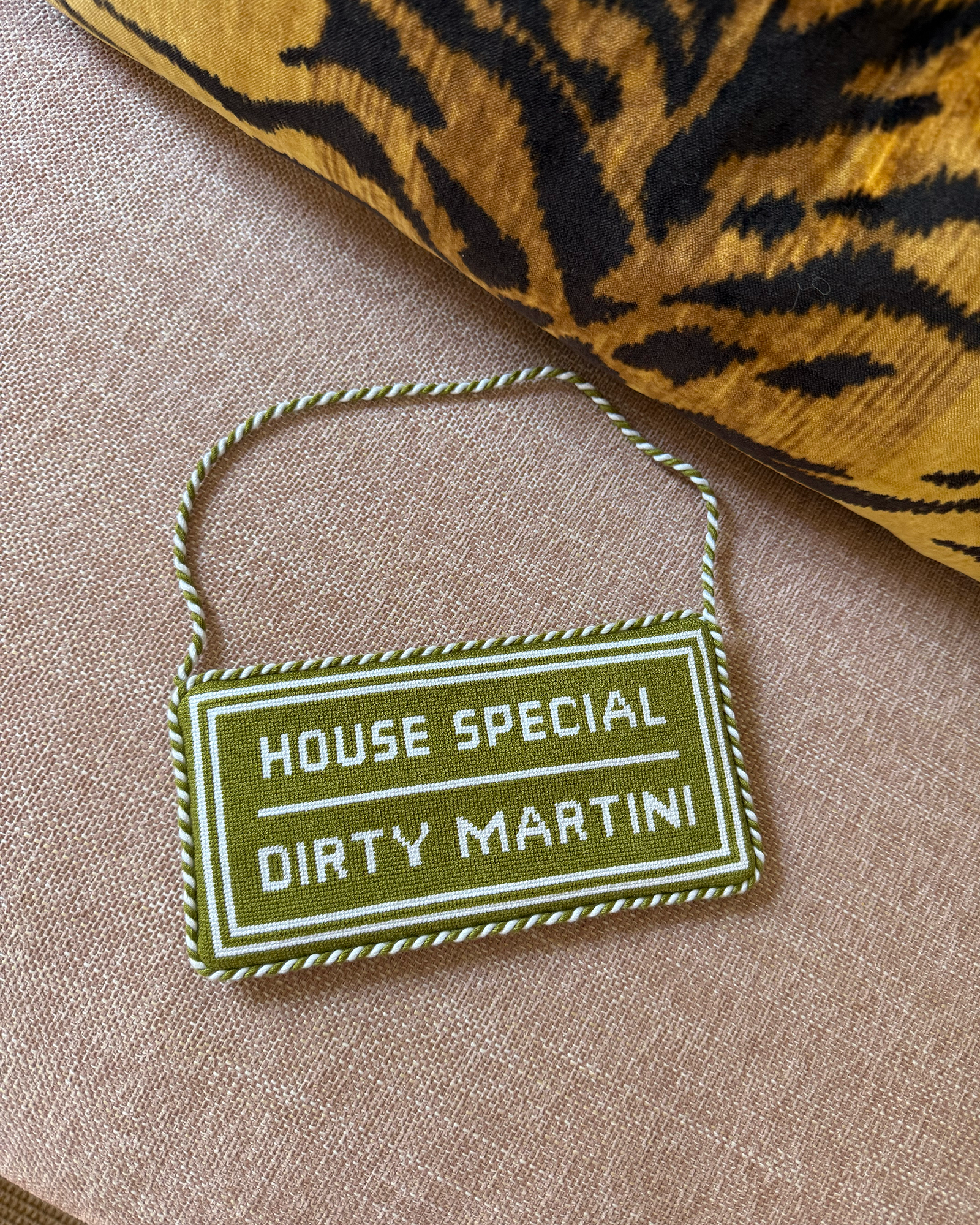 House Special Dirty Martini Needlepoint Door Hanger