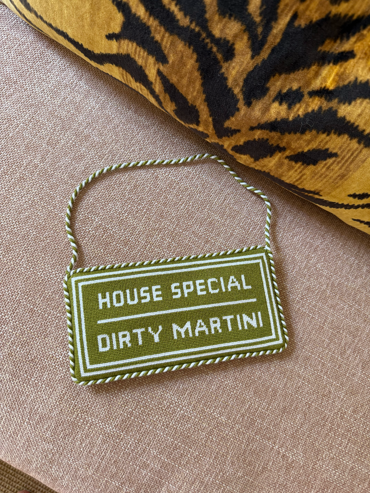 House Special Dirty Martini Needlepoint Door Hanger