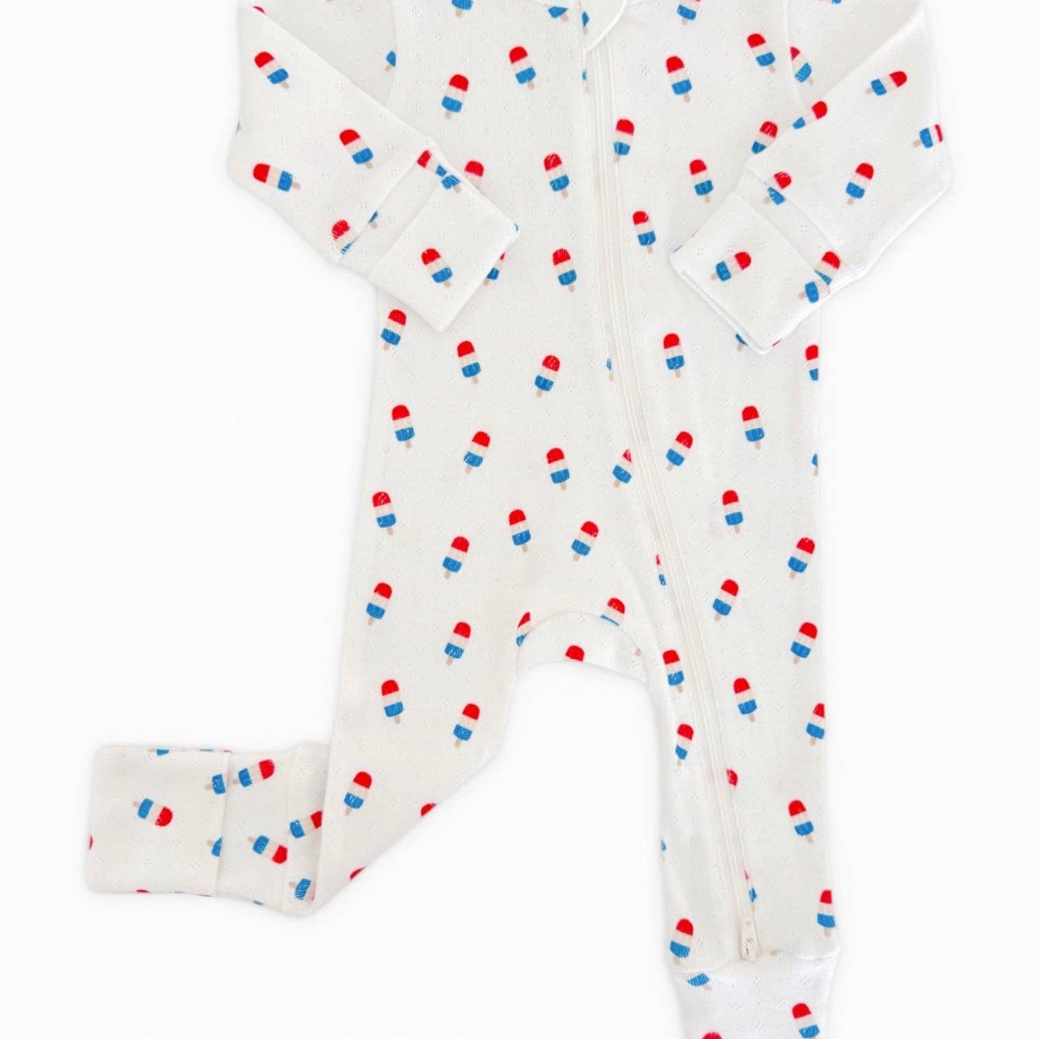 Popsicle Print Organic Pointelle 2-Way Zip Romper