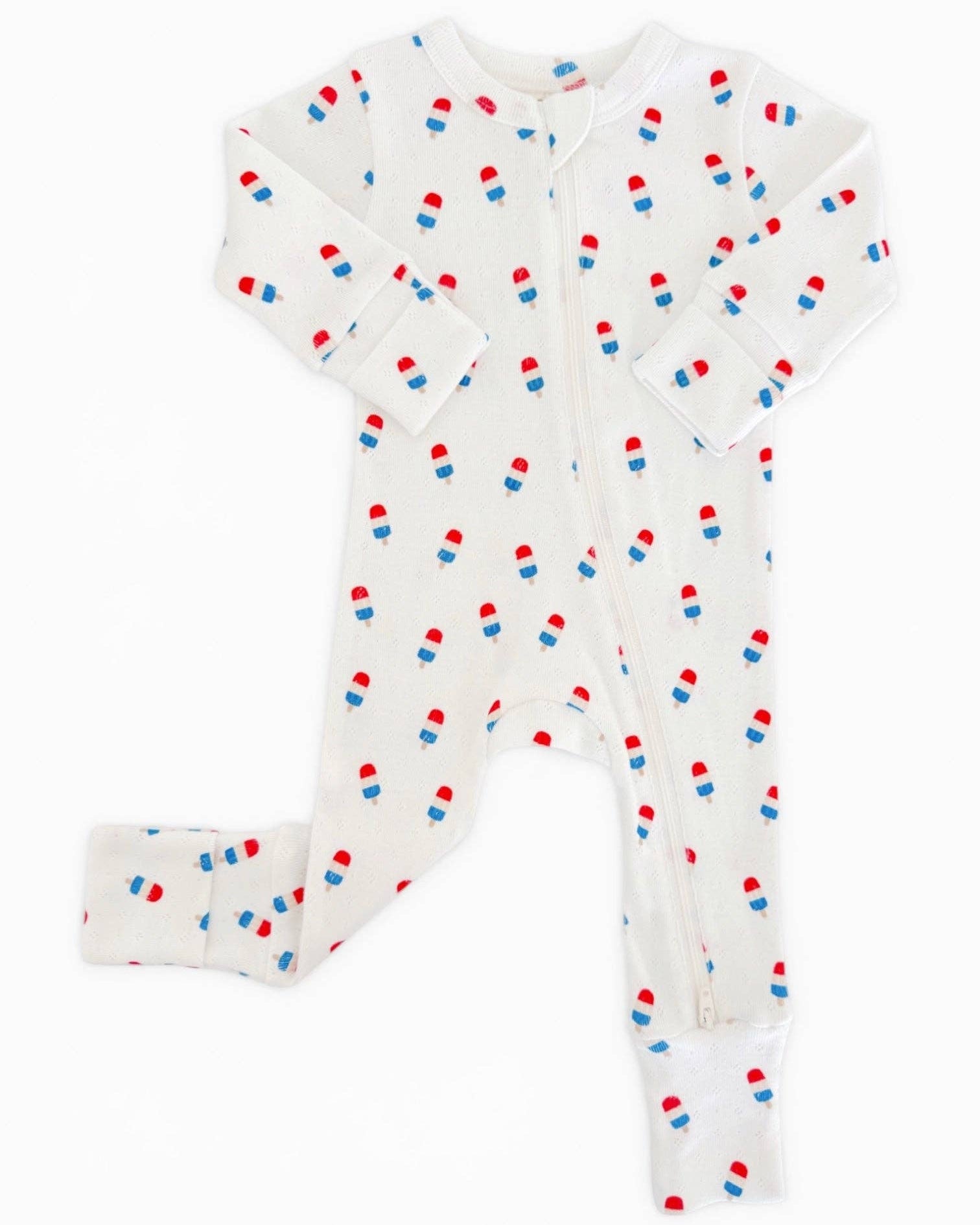 Popsicle Print Organic Pointelle 2-Way Zip Romper